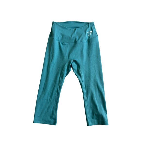GYMSHARK Women's Aqua Crop Workout Leggings Tights Size Small - Picture 4 of 5